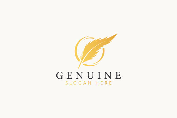 Gold Feather Luxury Legal Law Firm Business Company Logo Gold Feather Luxury Legal Law Firm Business Company Logo author stock illustrations