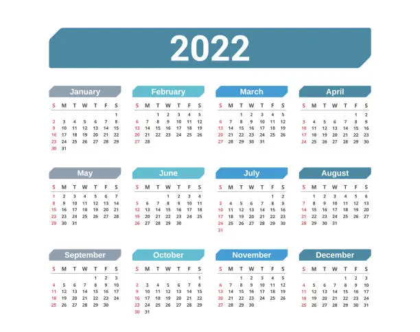 Vector illustration of 2022 Calendar