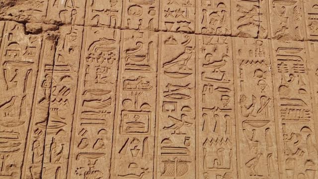 Ancient Egyptian writing, Egyptian hieroglyphs, wall inscriptions