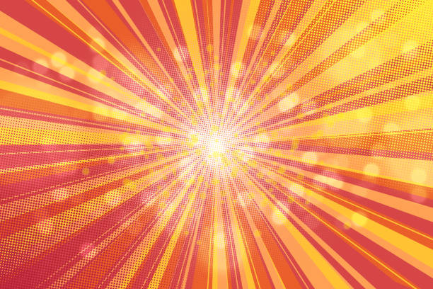 ilustrações, clipart, desenhos animados e ícones de modelo linhas radiais flash brilhantes amarelo e vermelho - star exploding backgrounds ray