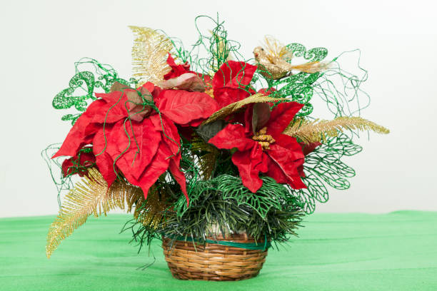 istock Christmas Decoration; Basket Decorated With Artificial Foliage 1345508975