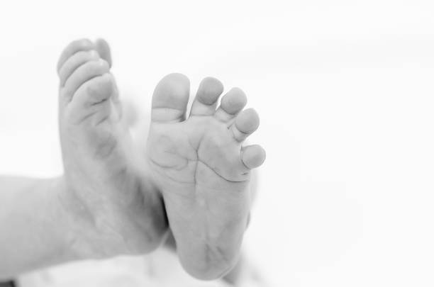 Newborn feet isolated stock photo