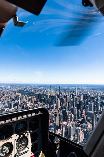 Aerial photography over Manhattan stock photo