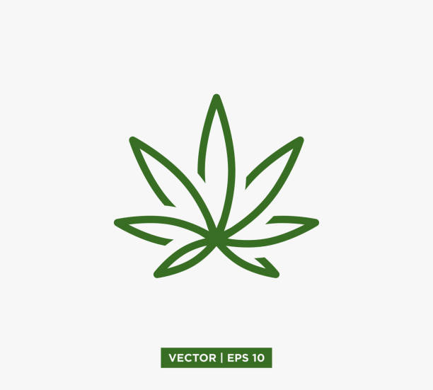 каннабис марихуана лист иконка векторная иллюстрация дизайн редактируемый измеряемый размер eps 10 - hemp stock illustrations
