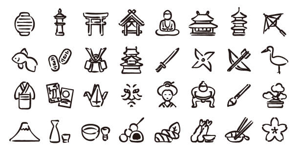 日本伝統文化アイコンセット(手引き版) - 歌舞伎点のイラスト素材／クリップアート素材／マンガ素材／アイコン素材
