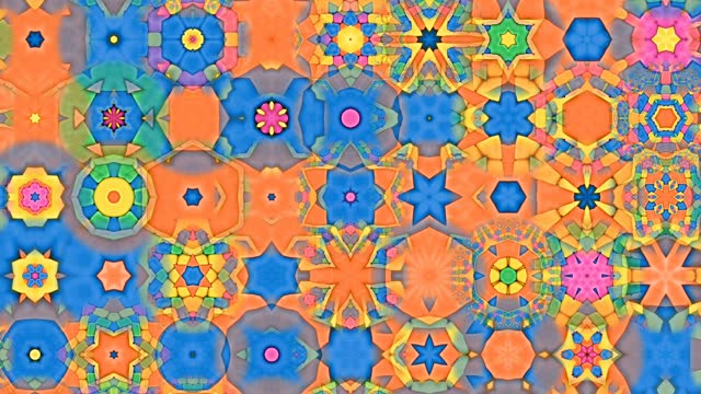 Footage stop motion animation graphic illustration mandala background geometric kaleidoscope shape abstract doodle full color
