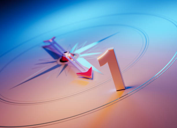 istock Arrow of The Compass Pointing The Number One 1345519036
