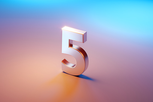 Number Five Sitting Over Pink And Blue Background
