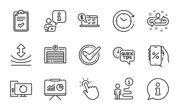 Vector illustration of Technology icons set. Included icon as Time change, Resilience, Checklist. Vector