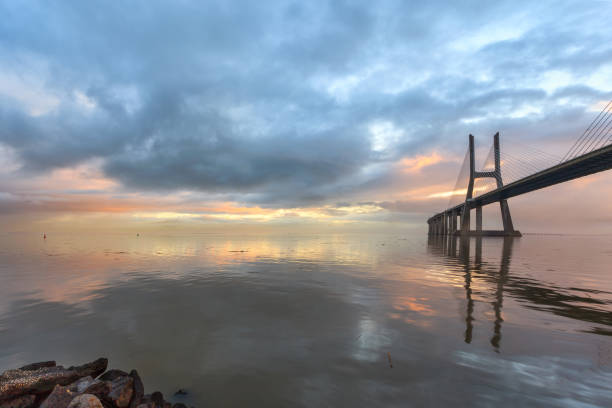 istock Vasco da Gama Bridge landscape at sunrise 1345525766