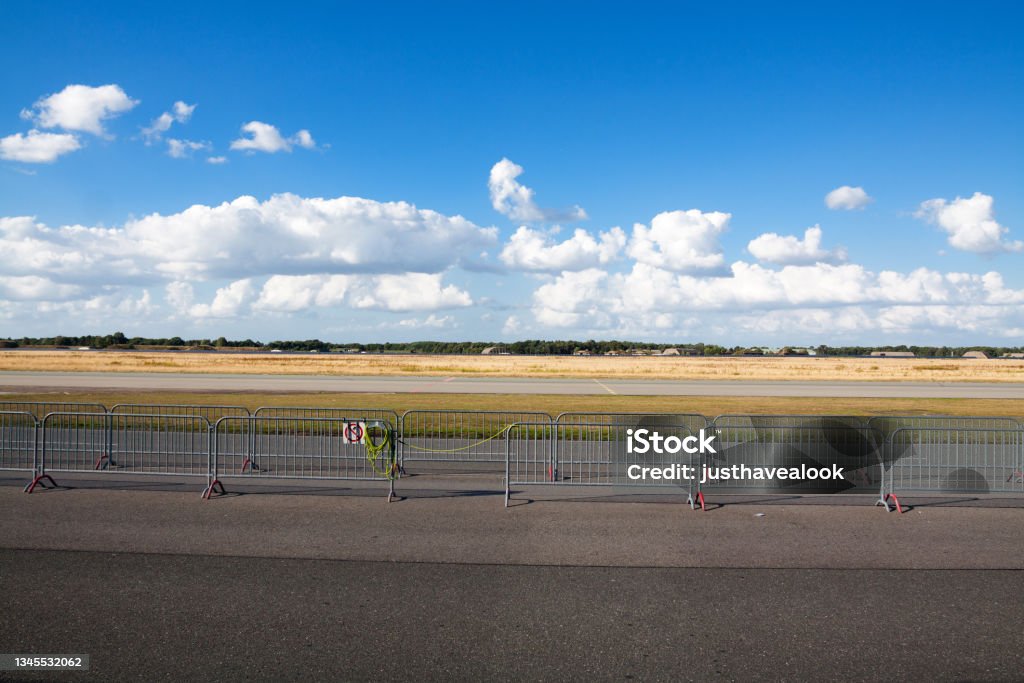 Runway and area of airport Weeze Runway and area of airport Weeze with former army barracks in far background Airport Stock Photo