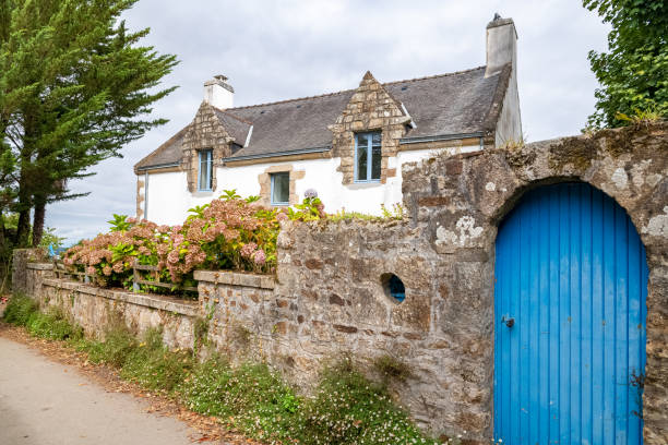 Ile aux Moines, France, September 26, 2021, island in the Morbihan gulf, typical house in the village