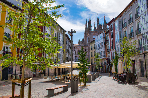 Huerto del Rey pedestrian plaza in the Castilian city of Burgos, Spain