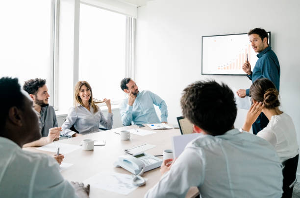 istock Group of young people in a presentation 1345535784