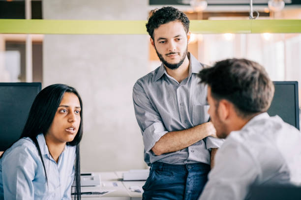 istock Business team having meeting at workplace 1345536110