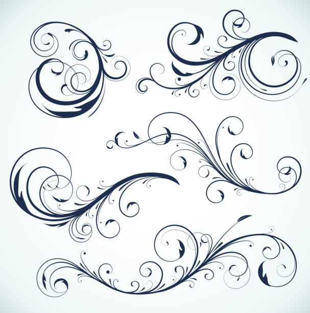 цветочные элементы - tendril fabolous curve pattern stock illustrations