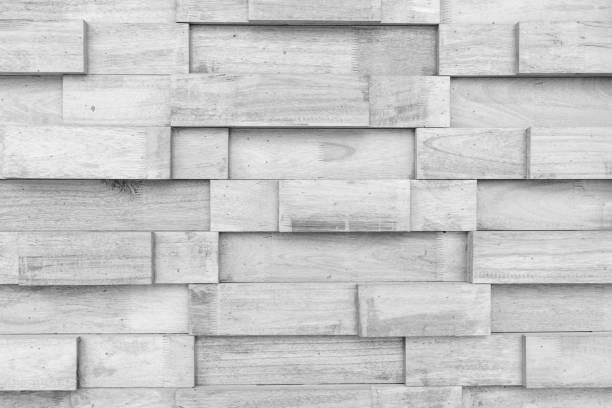istock Woodblock pattern black and white for Background, Wooden wall made up vertically stacked logs for background. 1345538281