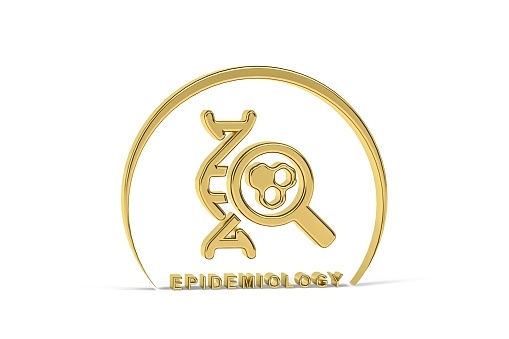 Golden 3d epidemiology icon isolated on white background - 3d render