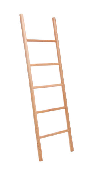 istock Modern wooden ladder isolated on white. Construction tool 1345540082