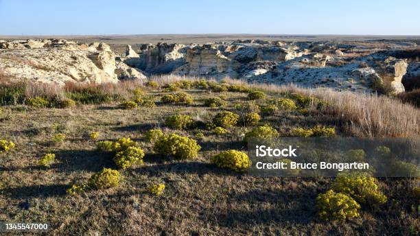 Mix Of Tallgrass And Shortgrass Prairie At Little Jerusalem Badlands Stock Photo - Download Image Now