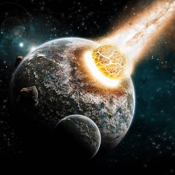 planet earth armageddon - judgement day exploding asteroid earth стоковые фото и изображения