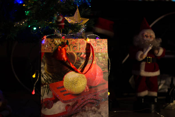 istock Christmas paper gift bag 1345552328