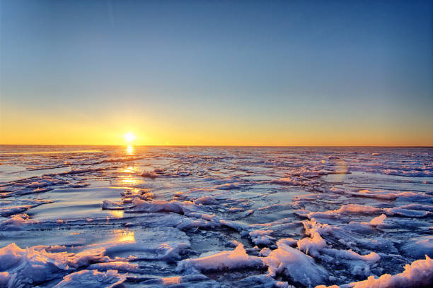 istock Magic frosty sunset over the sea 1345552576