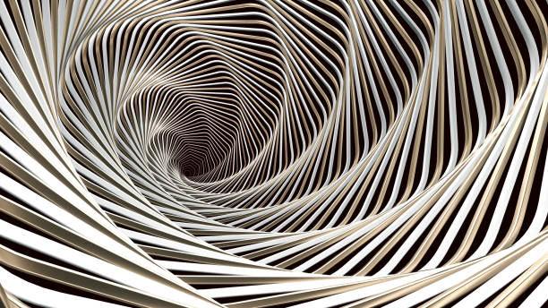istock Abstract White And Gold Spiral Background - 3D Illustration 1345555755