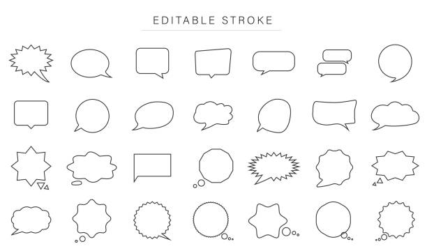 Speech Bubble Icon Set - Editable Stroke Vector Illustration vector art illustration