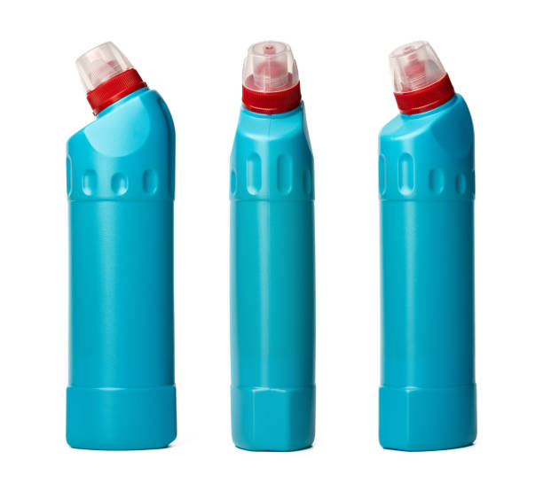 istock Blue plastic bottle of liquid detergent isolated on white 1345556473