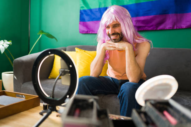 istock Gay man getting ready for a party 1345562737