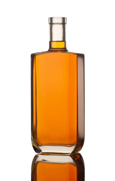 square shape cognac bottle isolated on white background stock photo