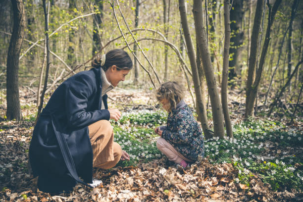 istock Mother and daughter outdoors in forest 1345566091
