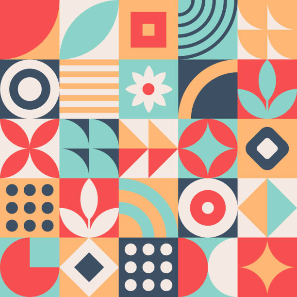 Vector Scandinavian pattern. Minimalistic geometric background. Simple cute summer elements. Vector Scandinavian pattern. Minimalistic geometric background. Simple cute elements. Design for poster, web banner, business presentation, brand package, wallpaper, fabric print or cover. sable stock illustrations