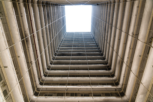 High rise residential building of public estate in Hong Kong. Building abstract background