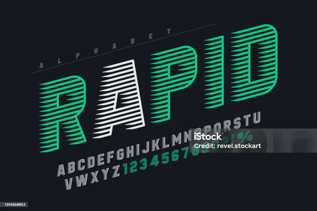 Dynamic Display Letters Design Alphabet Numbers Vector Characters Stock ...