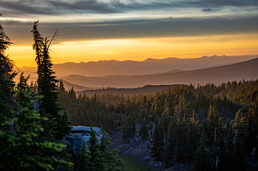 A sunset at the Three Sisters Wilderness Area.