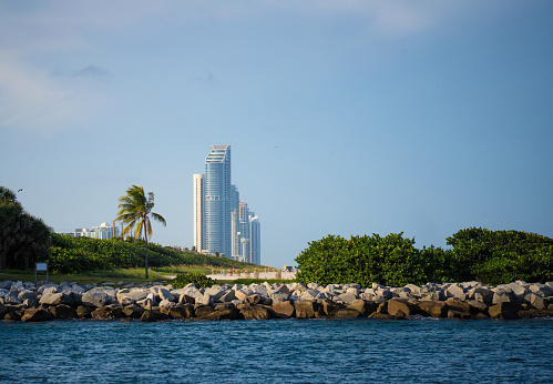 Haulover beach park Sunny Isles skyline - Miami Beach, Florida