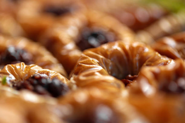 Close up of delicious baklava at a hotel buffet
