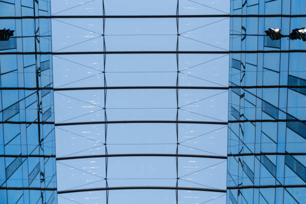 istock Full frame of modern glass steel architecture. 1345575157