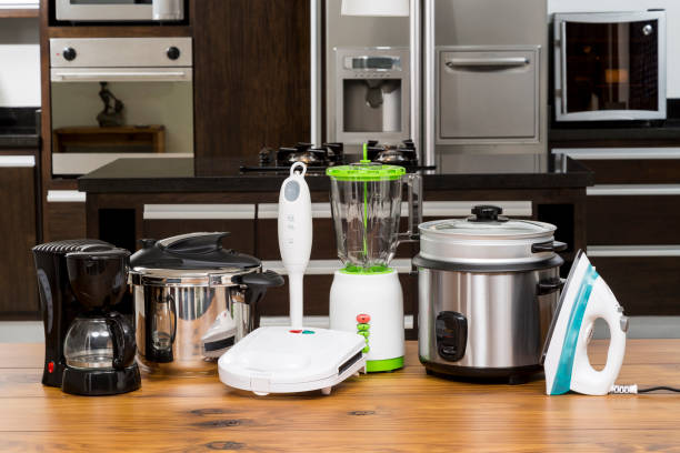 Household appliances - Different Appliances On Counter In The Kitchen Household appliances - Different Appliances On Counter In The Kitchen appliance stock pictures, royalty-free photos & images