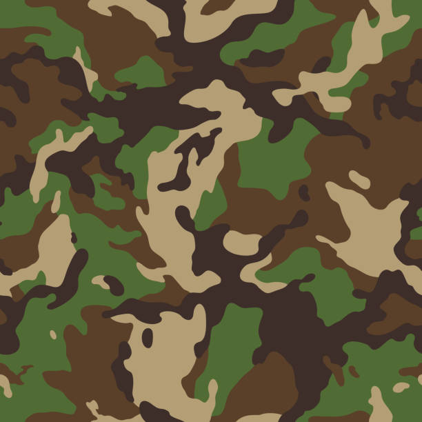kamuflaż leśny bez szwu - camouflage camouflage clothing military pattern stock illustrations