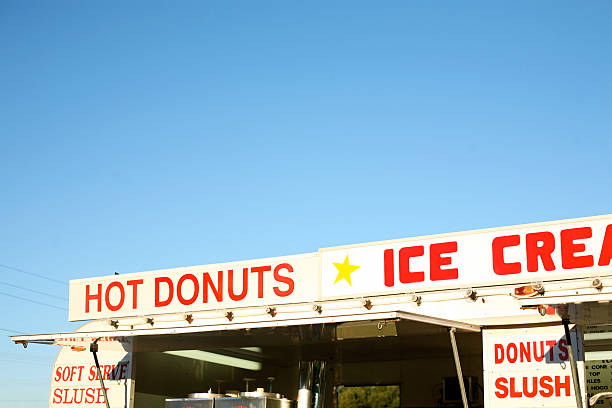 colourful food stand with copy space stock photo