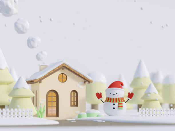 istock Cartoon style small house with christmas concept 3d render 1345595414