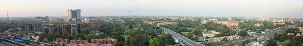 New Delhi, Panoramic view Panoramic aerial view of New Delhi, the capital city of India in central city area landscape arch photos stock pictures, royalty-free photos & images