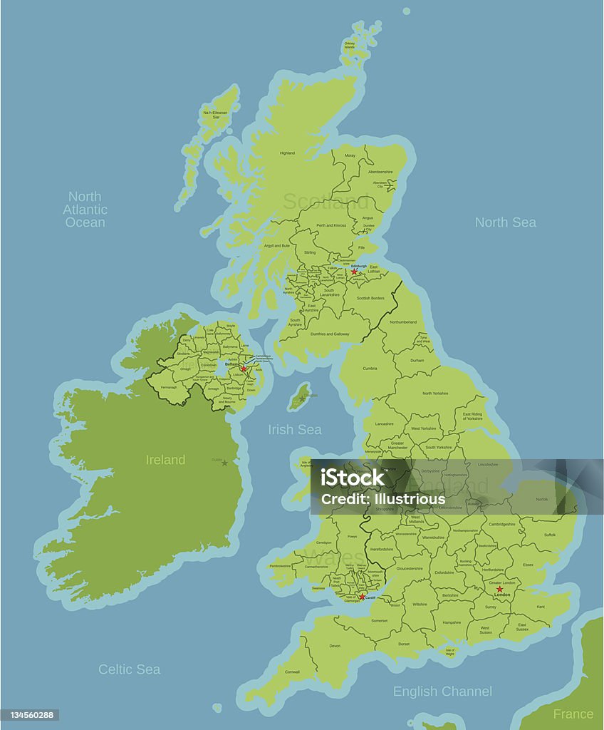 英国地図を郡 - イギリスのロイヤリティフリーベクトルアート