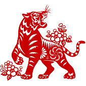 istock Year of the Tiger Papercut 1345603683