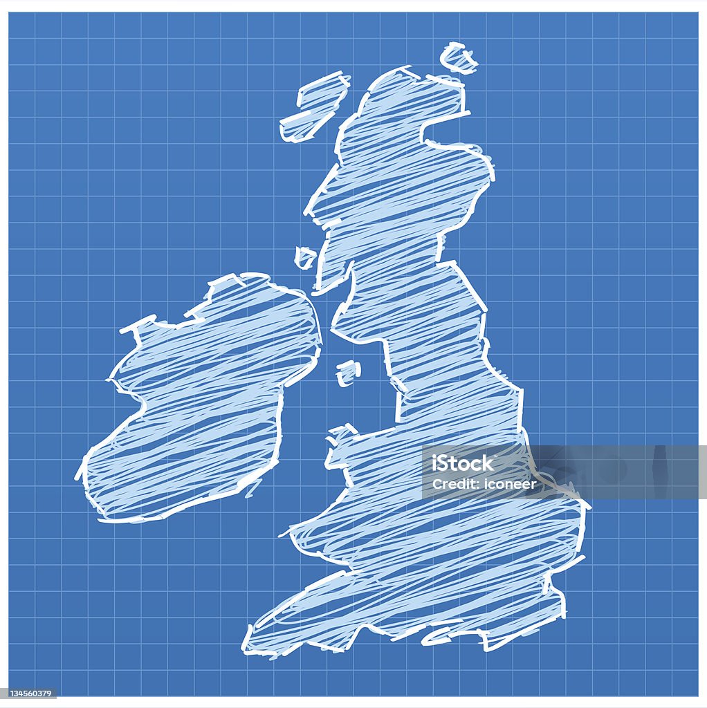 Vereinigten Königreich skizzierte - Lizenzfrei Blau Vektorgrafik