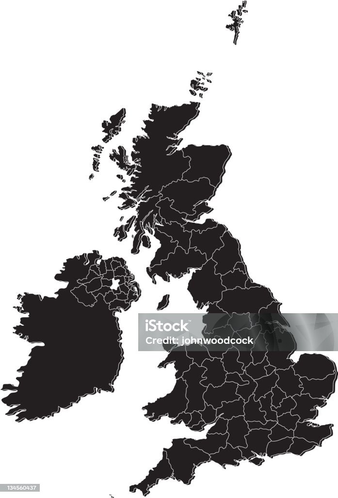 UK counties mono map A detailed and accurate map of the United Kingdom, showing all the individual administrative regions or counties, all individually selectable. There is also a base map of the UK below the counties, thus allowing any unwanted regions to be removed and still have land beneath, and also a 3D edge to the land mass, again on a separate layer and removable if not required. All the counties and admin. areas are on separate named layers, with a total of 97 layers.Very simple to add, remove or change color. UK stock vector UK counties mono map A detailed and accurate map of the United Kingdom, showing all the individual administrative regions or counties, all individually selectable. There is also a base map of the UK below the counties, thus allowing any unwanted regions to be removed and still have land beneath, and also a 3D edge to the land mass, again on a separate layer and removable if not required. All the counties and admin. areas are on separate named layers, with a total of 97 layers.Very simple to add, remove or change color. UK stock vector