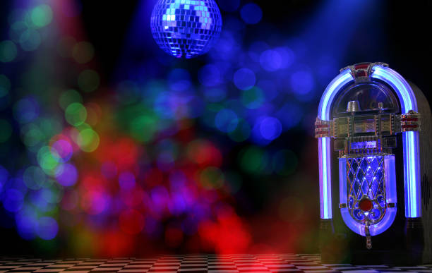 istock Jukebox in Bar with Disco Ball and Bokeh 1345606455